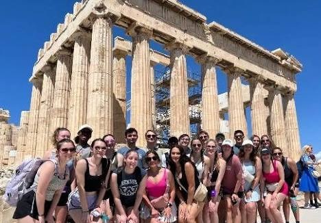 Journey to Greece participants at the Parthenon